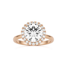 round solitaire halo 14K rose gold