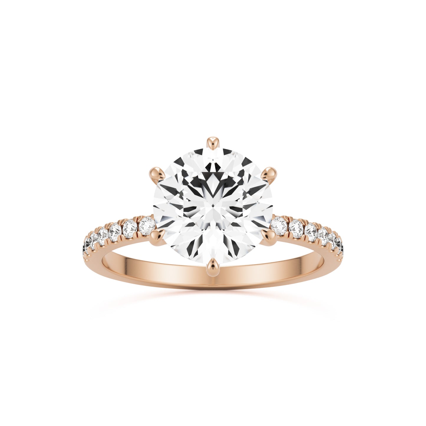 round solitaire pavé 14k rose gold