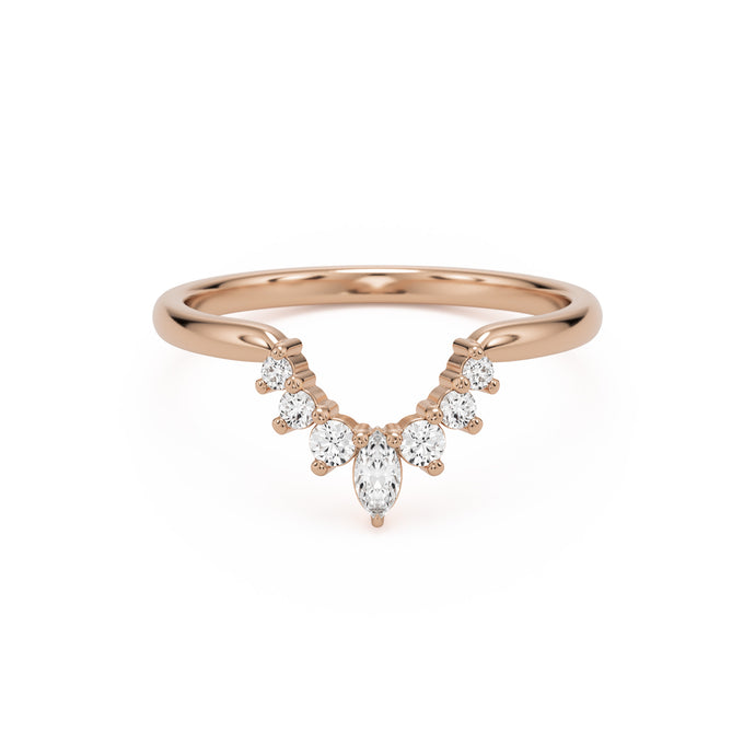 the marquise tiara wedding band 14k rose gold