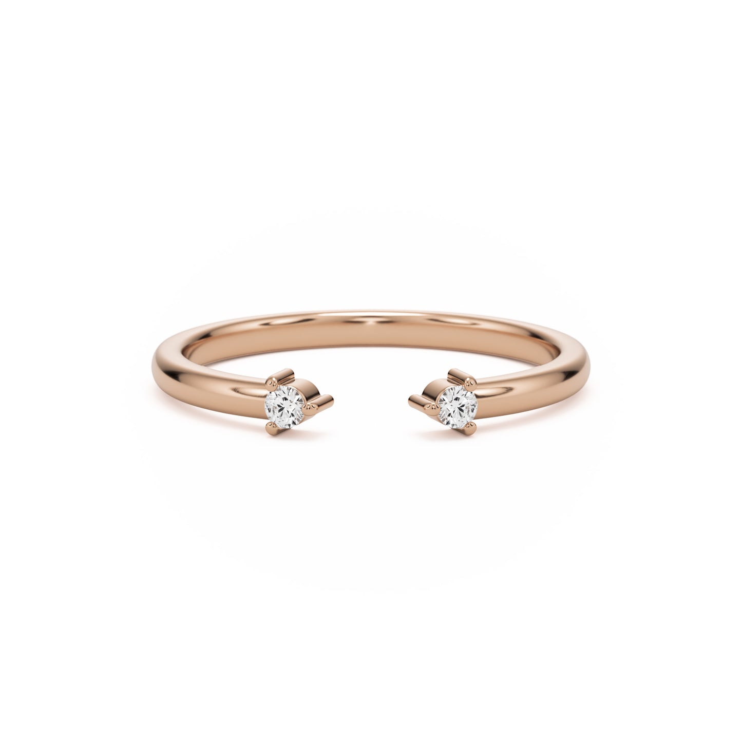 the open two stone wedding band 14k rose gold