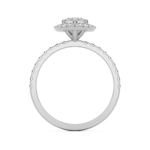 marquise moissanite halo pavé solitaire 14k white gold