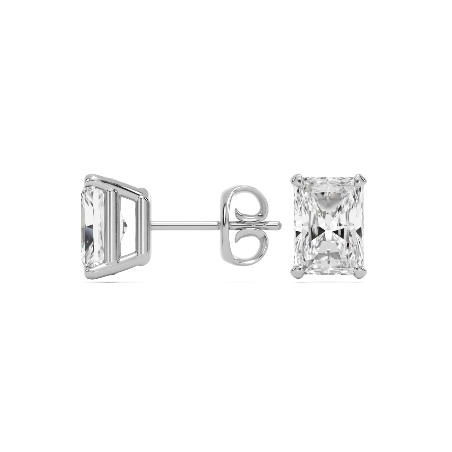 radiant diamond stud earrings 14k white gold