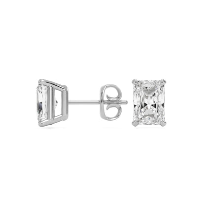 radiant diamond stud earrings 14k white gold
