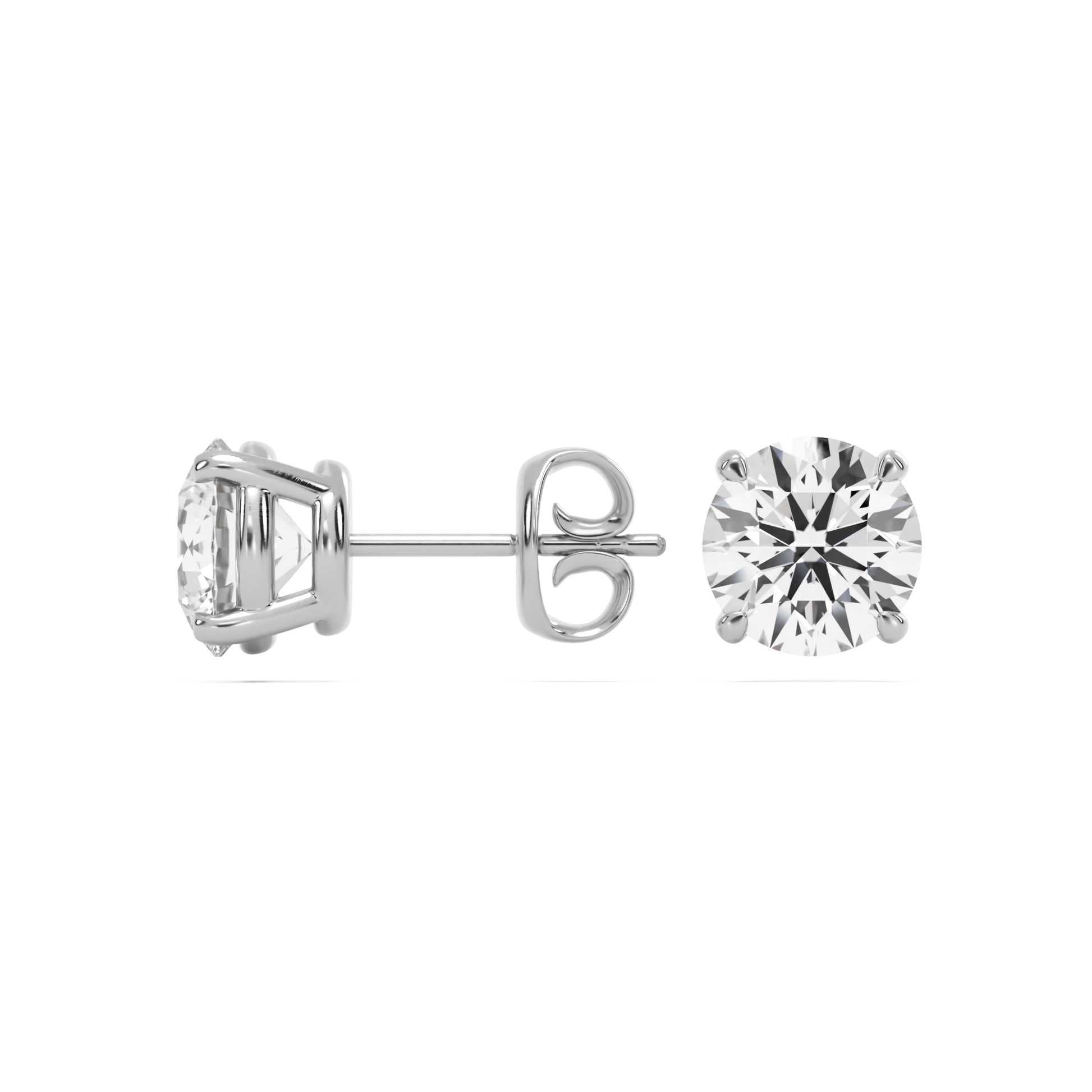 round lab diamond stud earrings 14k white gold