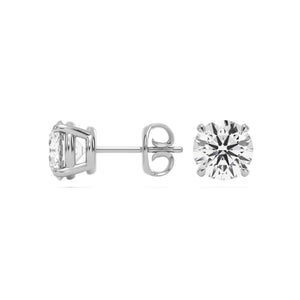 round lab diamond stud earrings 14k white gold