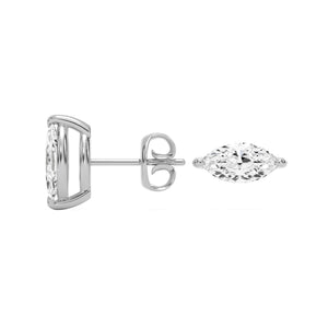 marquise diamond stud earrings 14k white gold