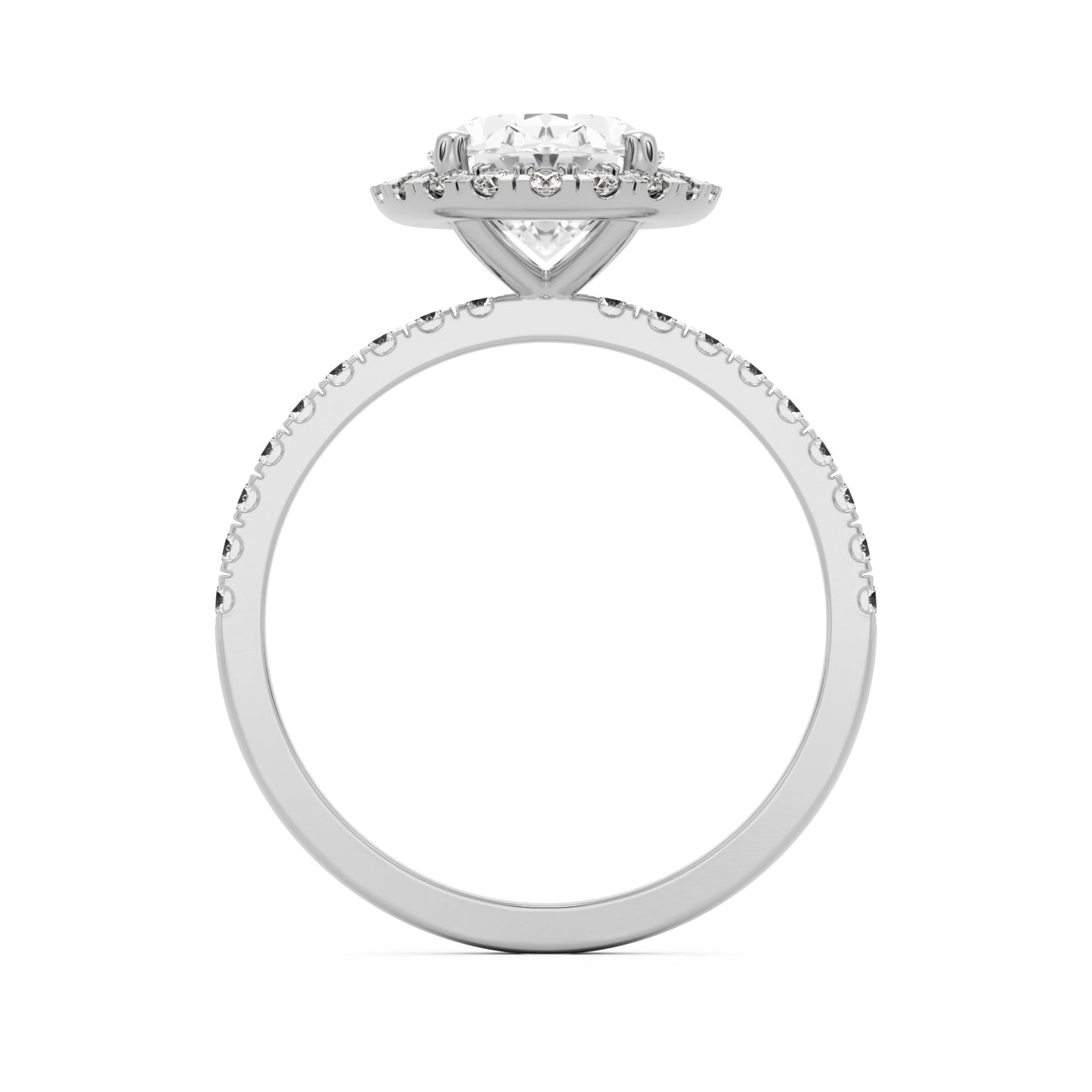oval solitaire halo pave 14k white gold