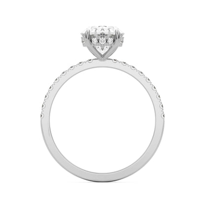 oval solitaire hidden halo pave 14k white gold