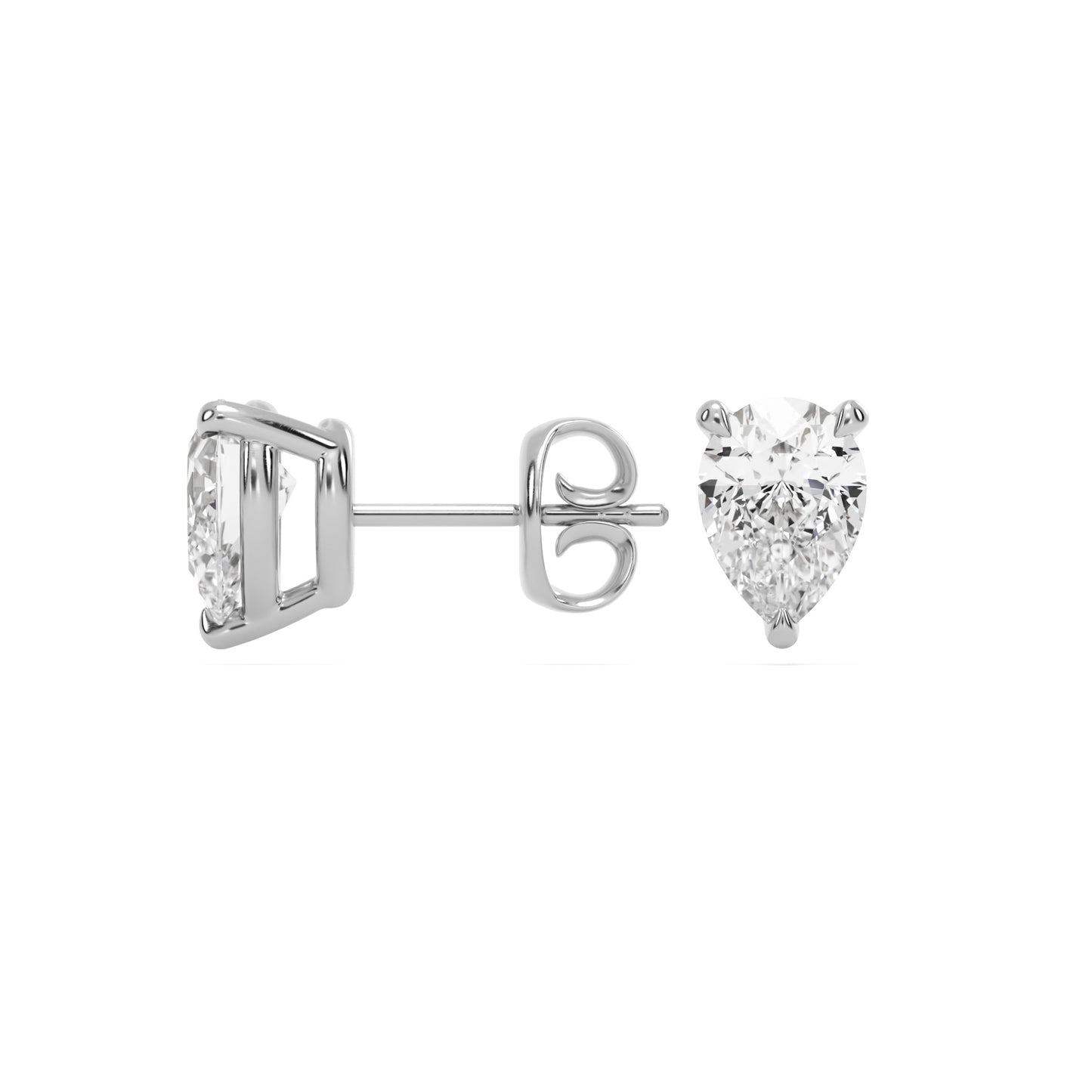 pear diamond stud earrings 14k white gold
