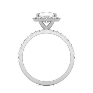 radiant moissanite halo pavé solitaire platinum