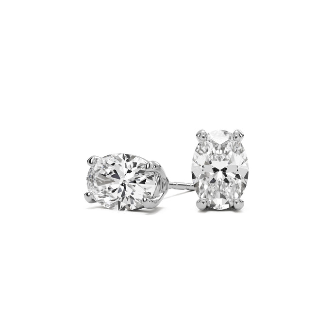 oval moissanite stud earrings 14k white gold