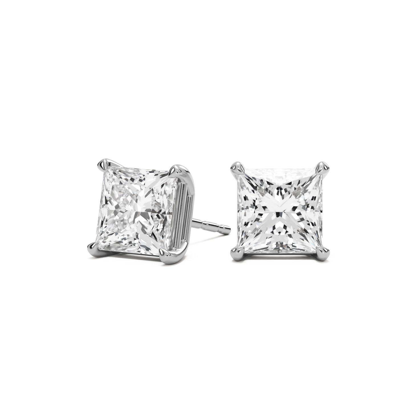 princess diamond stud earrings 14k white gold