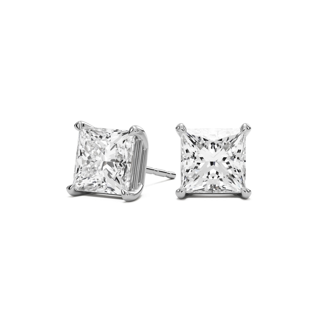 princess diamond stud earrings platinum