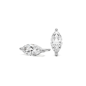 marquise diamond stud earrings 14k white gold