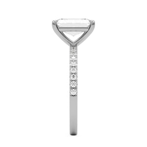radiant moissanite pavé solitaire 14k white gold