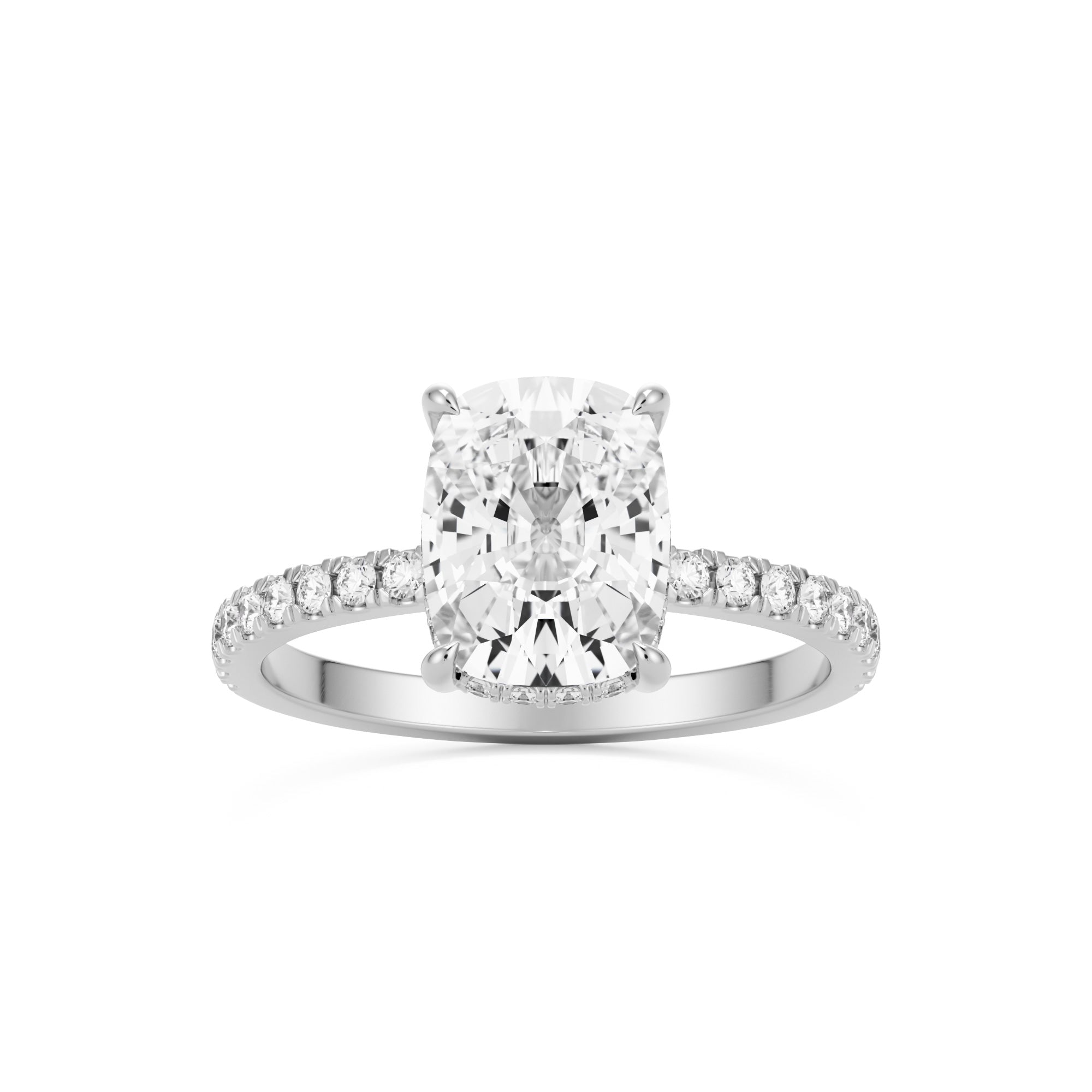 Elongated Cushion Hidden Halo Pavé Engagement Ring - T. Anthony Jewelers
