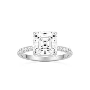 asscher pavé solitaire platinum