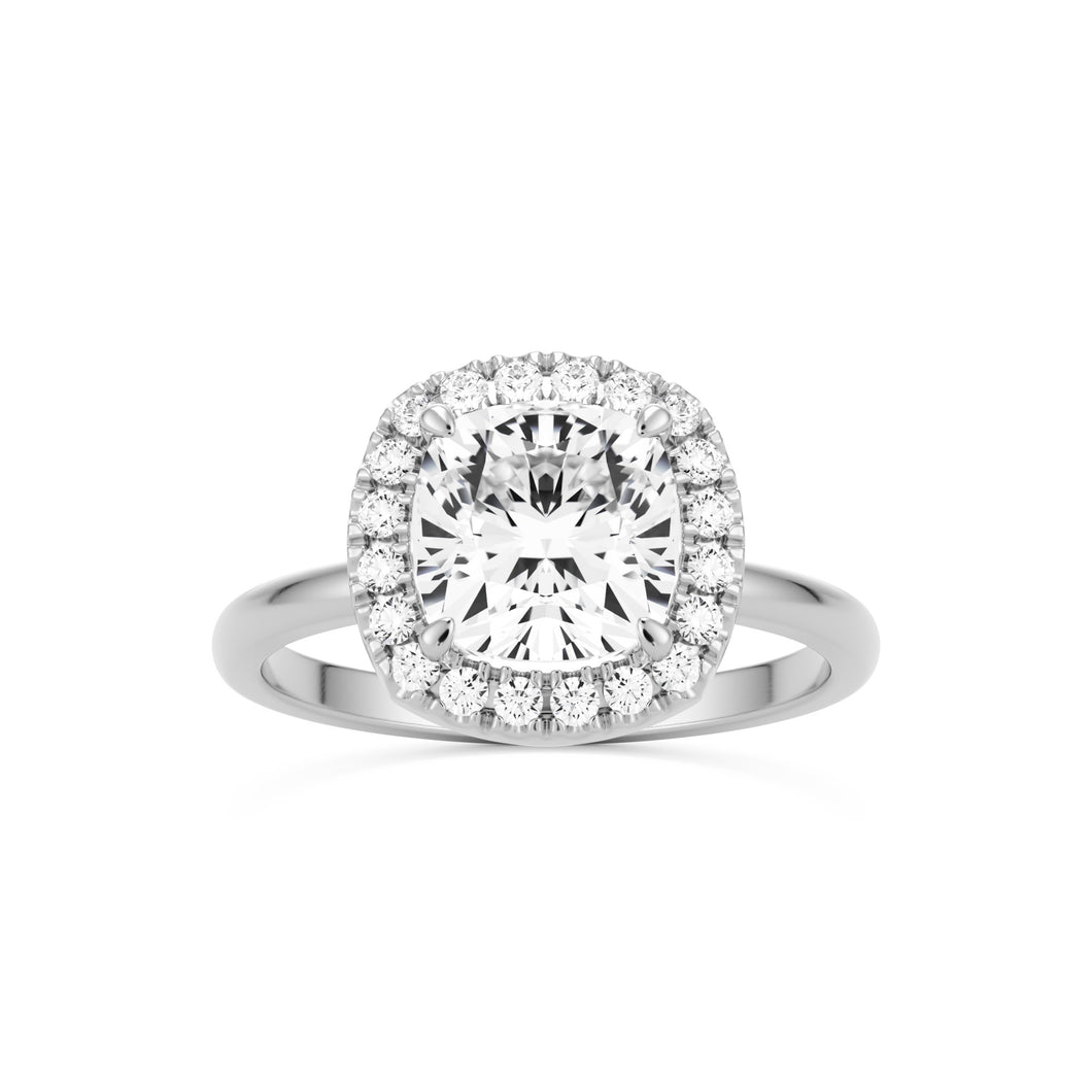 cushion halo 14k white gold