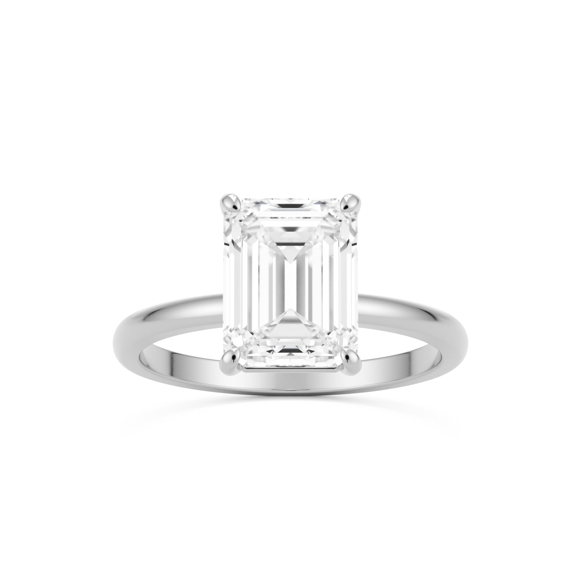 4.60 TCW Emerald Cut Canary Yellow store & White Moissanite Solitaire Two Stone Engagement Ring 9x7 MM, Wedding Ring, Solid 14K White Gold Ring