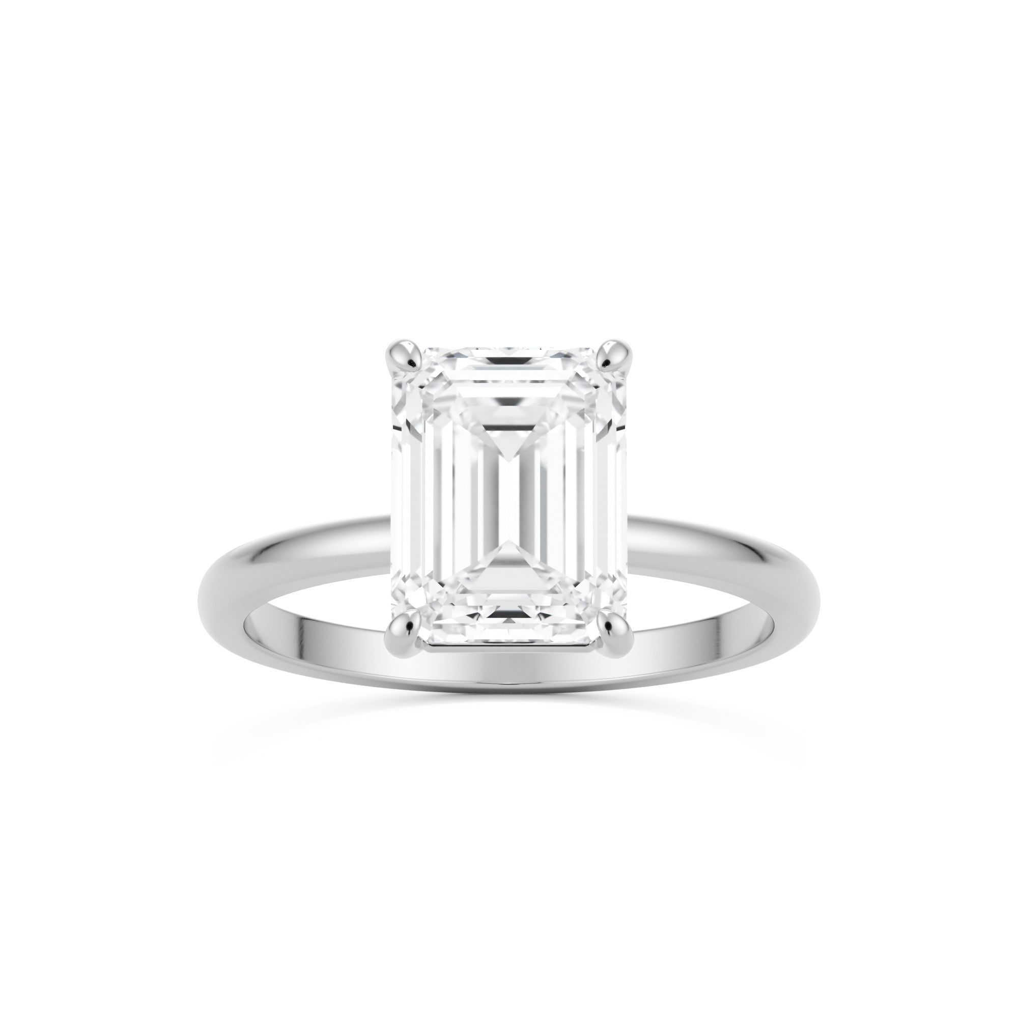Emerald Cut Diamond Solitaire Engagement Ring 14K Yellow Gold