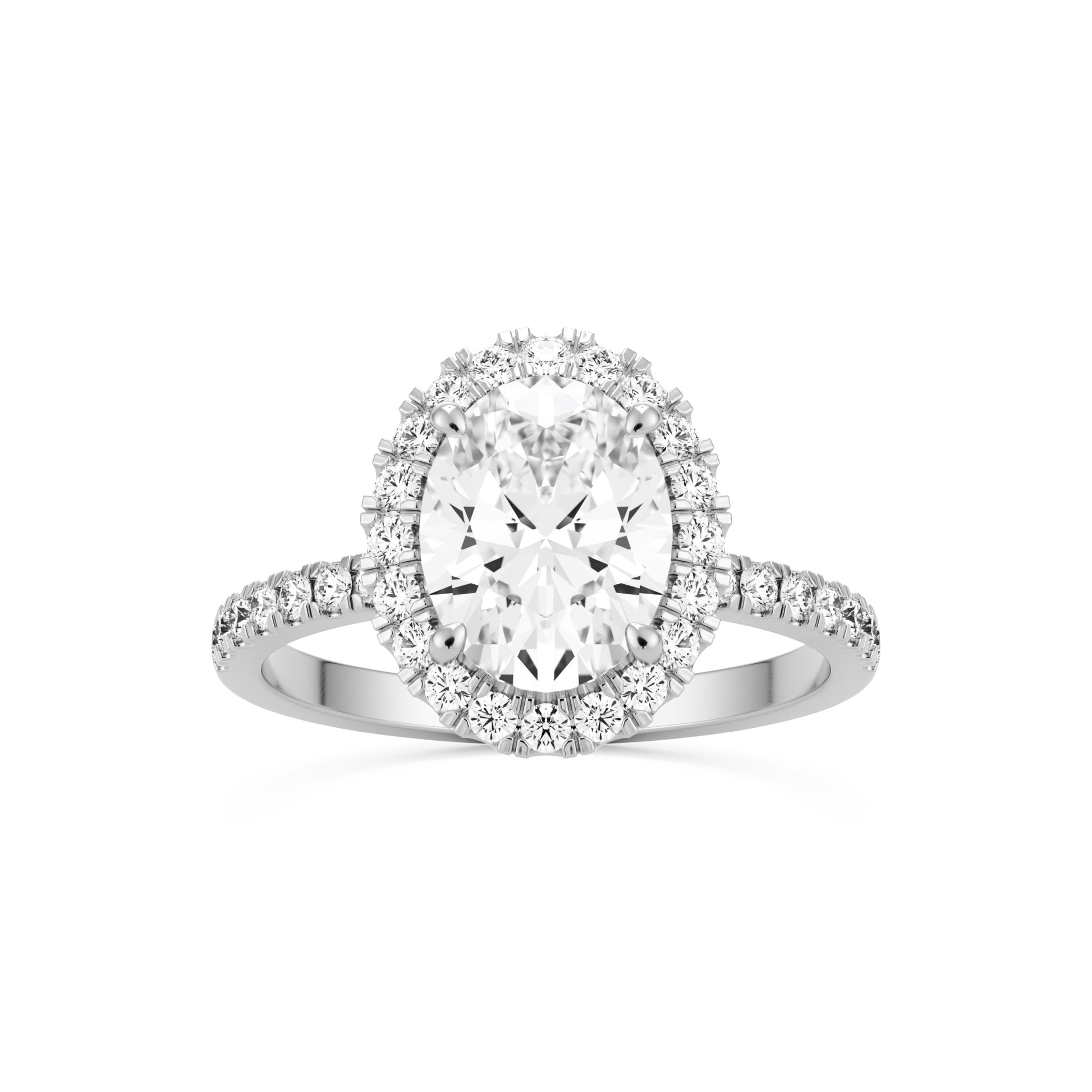 oval solitaire halo pave 14k white gold