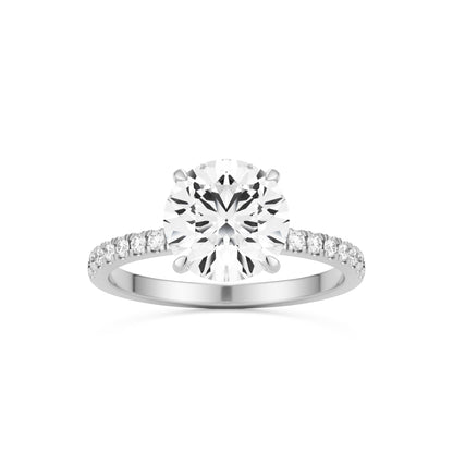 round solitaire pavé 14k white gold