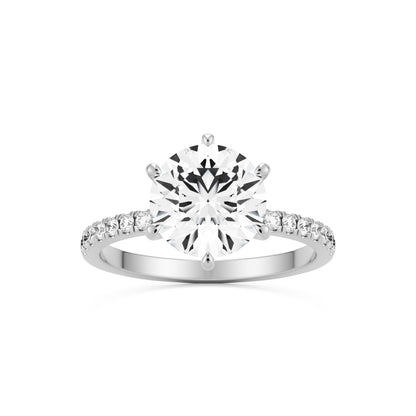 round solitaire pavé 14k white gold