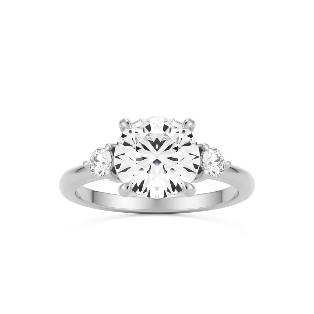 round moissanite three stone platinum