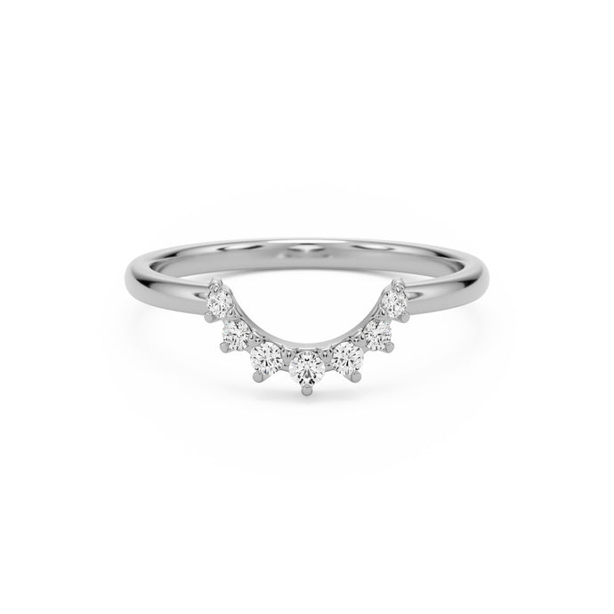 small curve pave wedding band 14k white gold