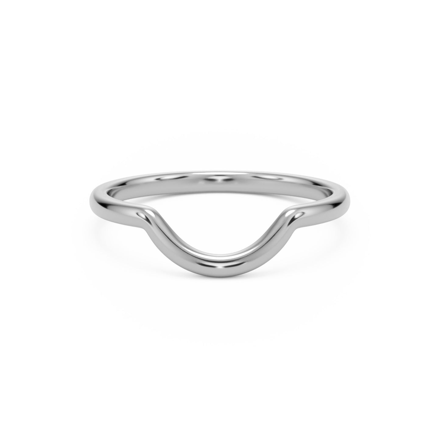 small curve wedding band 14k white gold