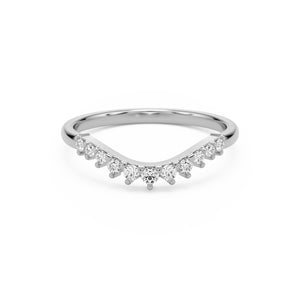 wide curve pave wedding band 14k white gold