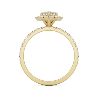 marquise moissanite halo pavé solitaire 14k yellow gold