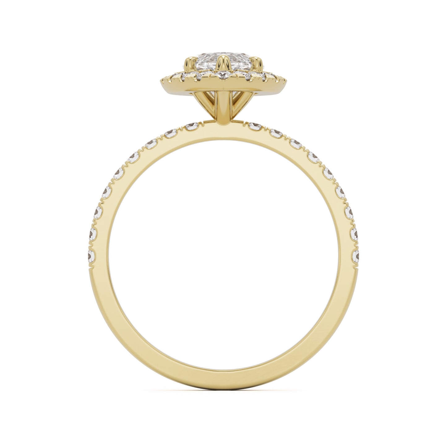 marquise diamond halo pavé solitaire 14k yellow gold
