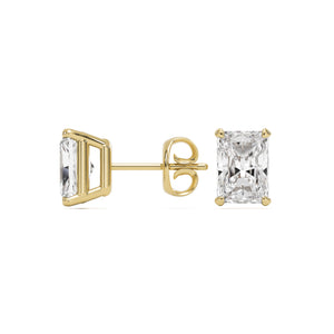 radiant diamond stud earrings 14k yellow gold