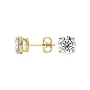 round lab diamond stud earrings 14k yellow gold