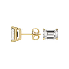 emerald diamond stud earrings 14k yellow gold