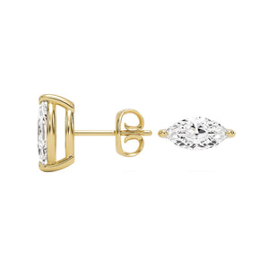 marquise diamond stud earrings 14k yellow gold