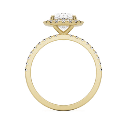 oval solitaire halo pave 14k yellow gold