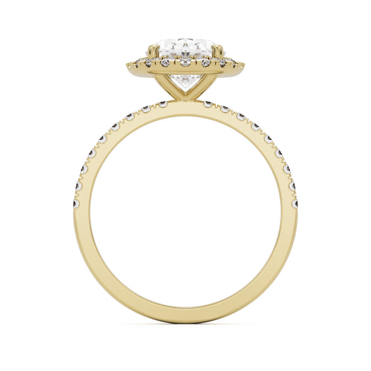 oval solitaire halo pave 14k yellow gold