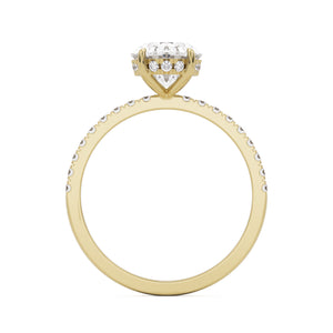 oval solitaire hidden halo pave 14k yellow gold