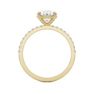 oval solitaire pave 14k yellow gold