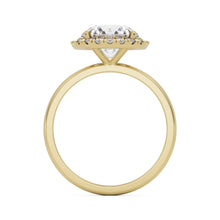 round solitaire halo 14K yellow gold