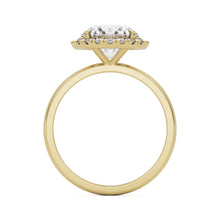 round solitaire halo 14K yellow gold