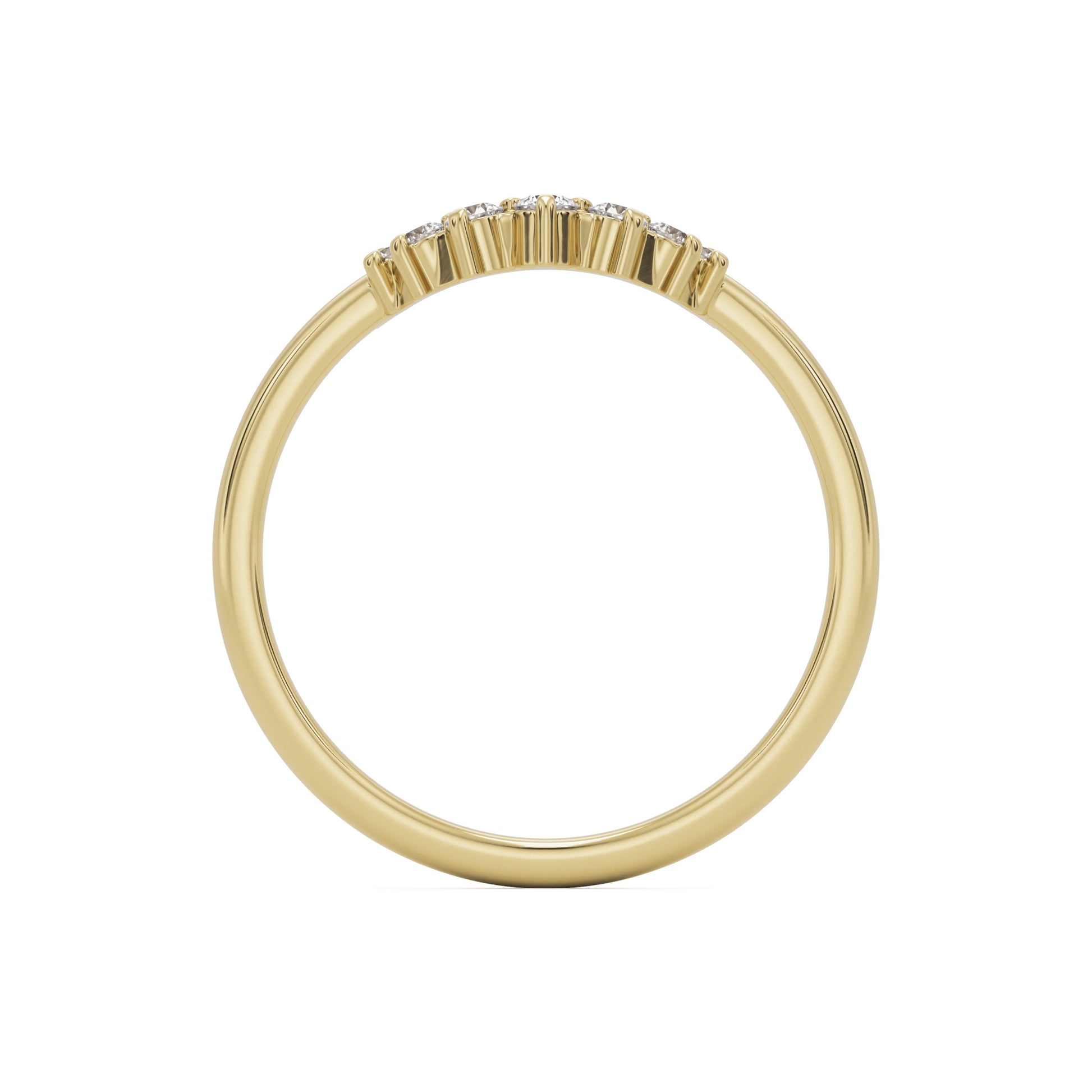 small curve pave wedding band 14k yellow gold