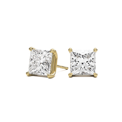 princess diamond stud earrings 14k yellow gold