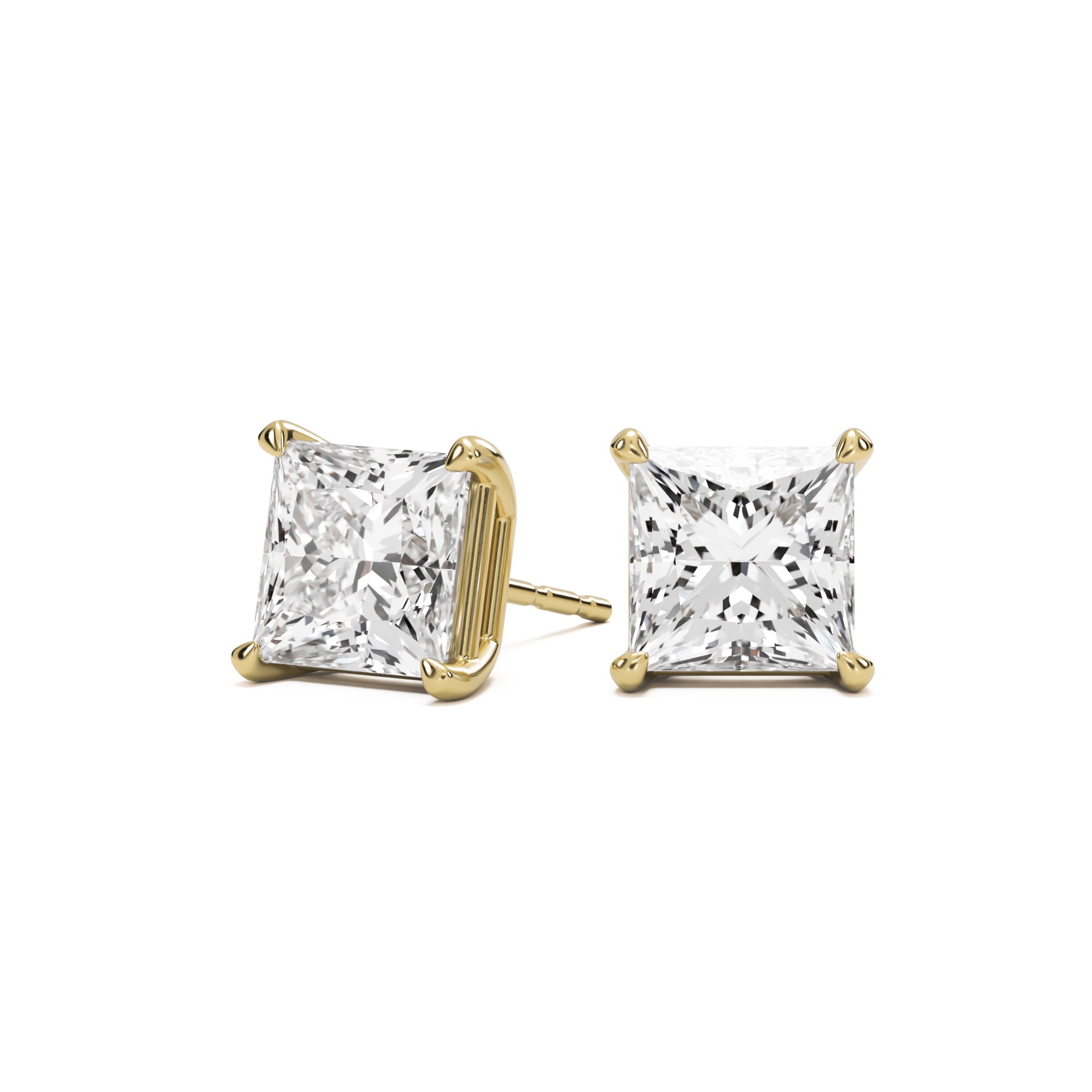 Princess Cut 1.00 ctw VS2 Clarity, I Color Diamond 14kt Gold Stud Earrings  | Costco