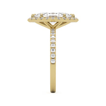 marquise moissanite halo pavé solitaire 14k yellow gold