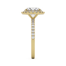 round solitaire halo pavé 14K yellow gold