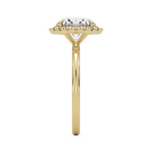 round solitaire halo 14K yellow gold