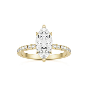 marquise moissanite pavé solitaire 14k yellow gold